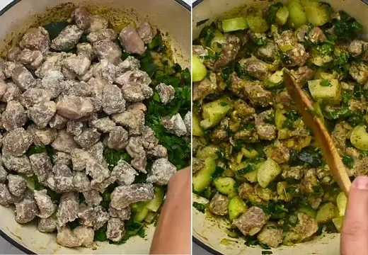 Coat the Pork with Masa and Return to Pot