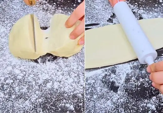 Divide the Dough & Roll into a Very Long Thin Sheet