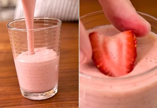 Freshly Blended Strawberry Smoothie Ready to Serve