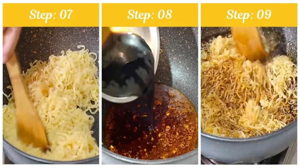 Preparing the Yard House Spicy Beef Garlic Noodles